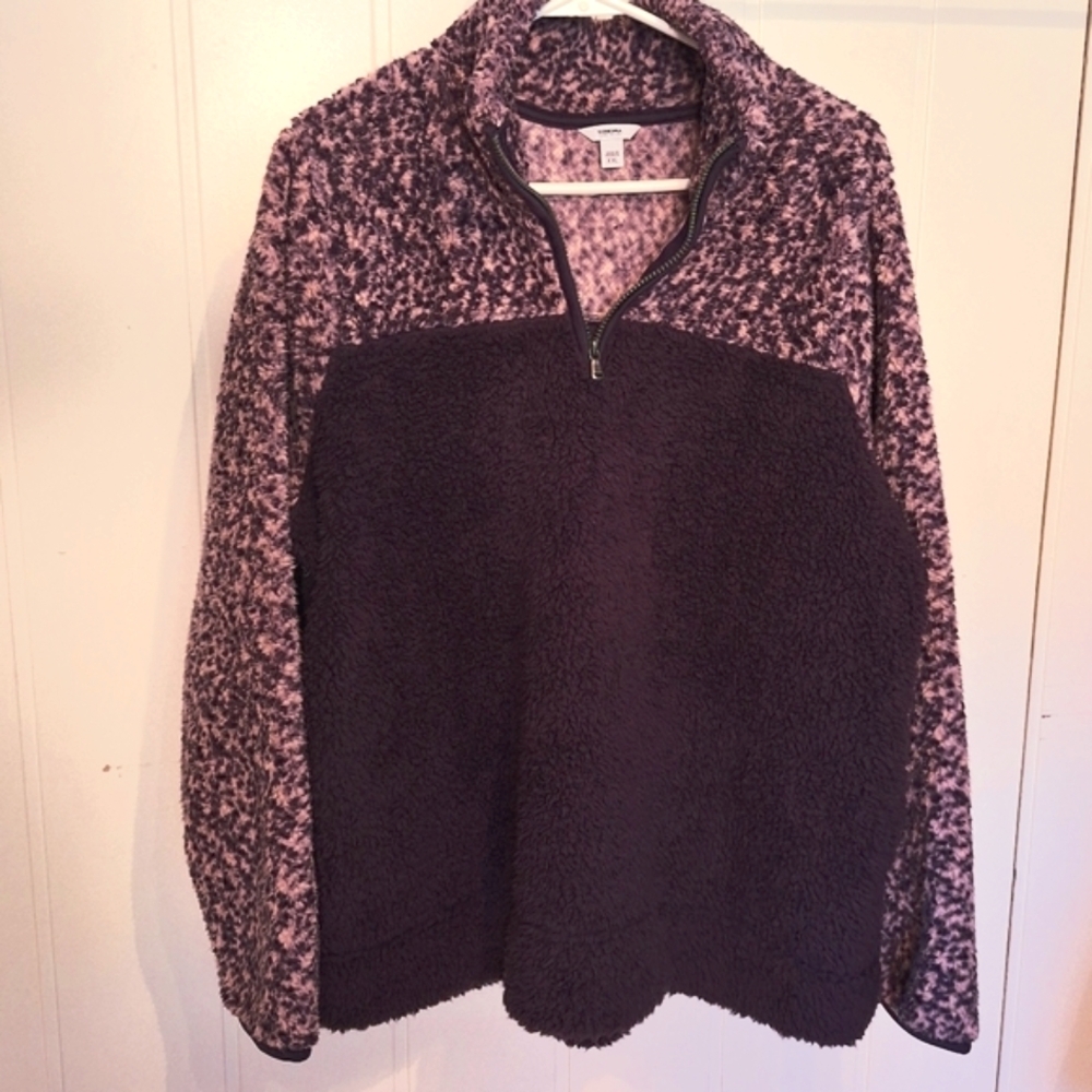 Sonoma Lavender and Purple Fleece Jacket 1/4 Zip Size XXL Very Good Condition